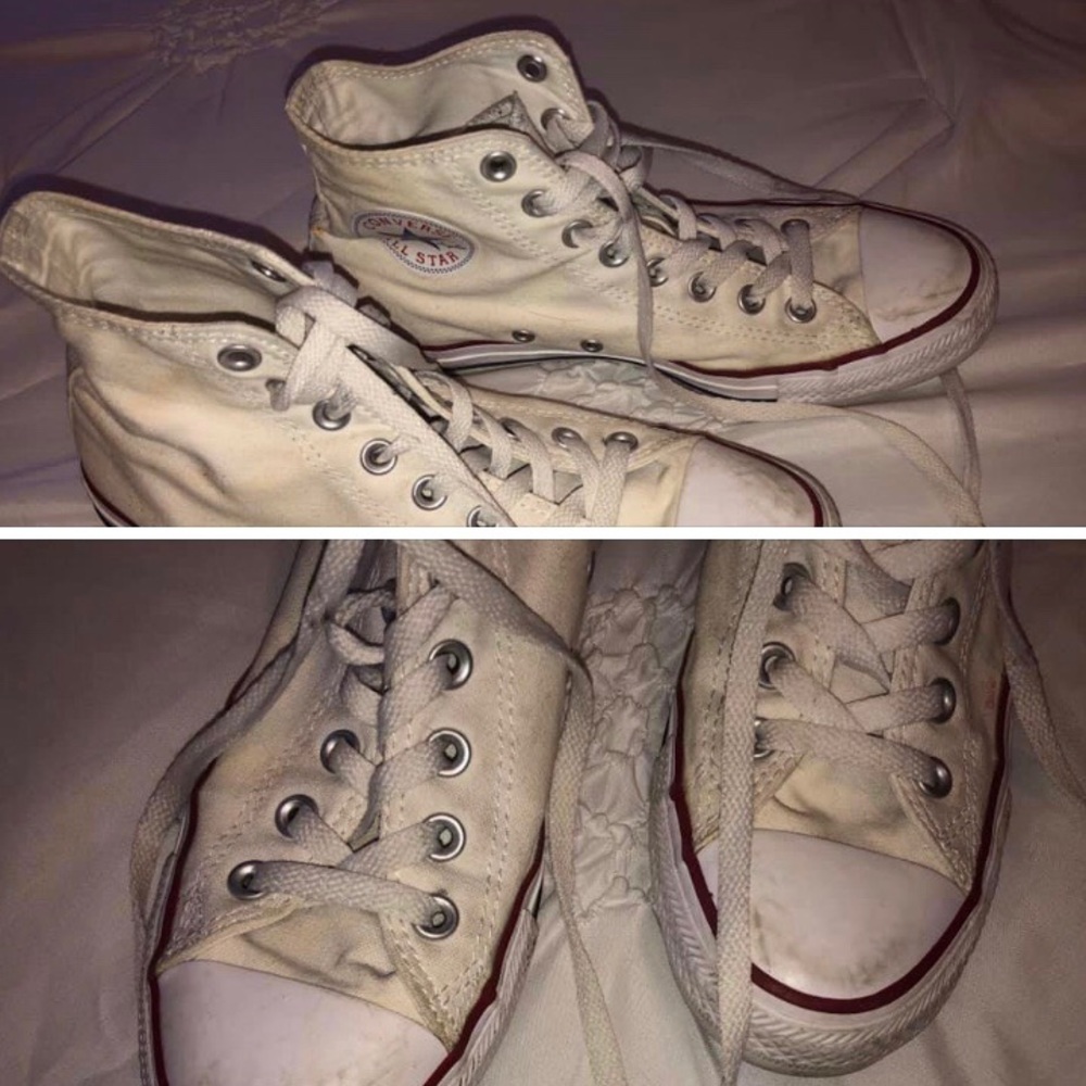 white converse high tops size 9.5